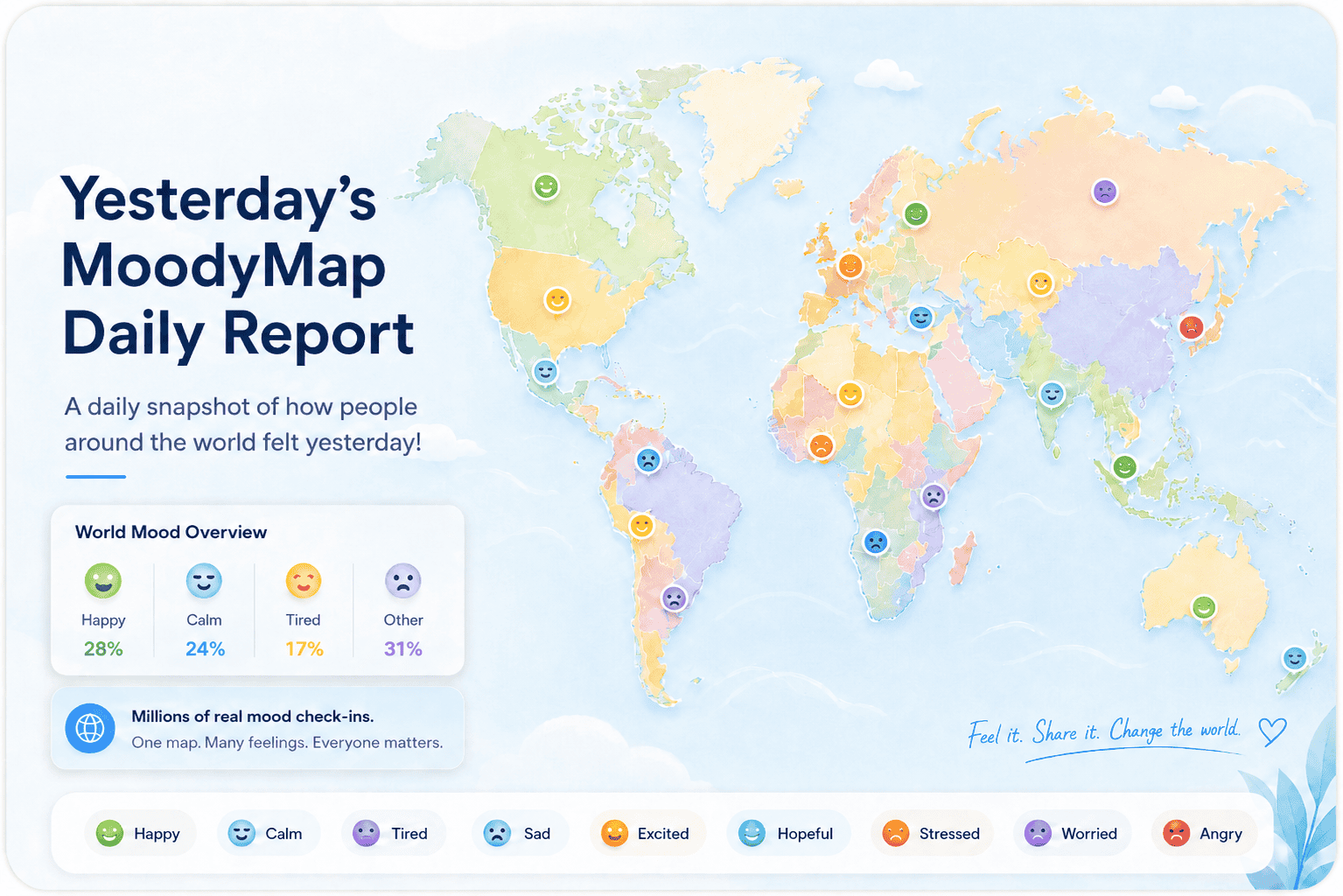 MoodyMap daily mood report world map preview